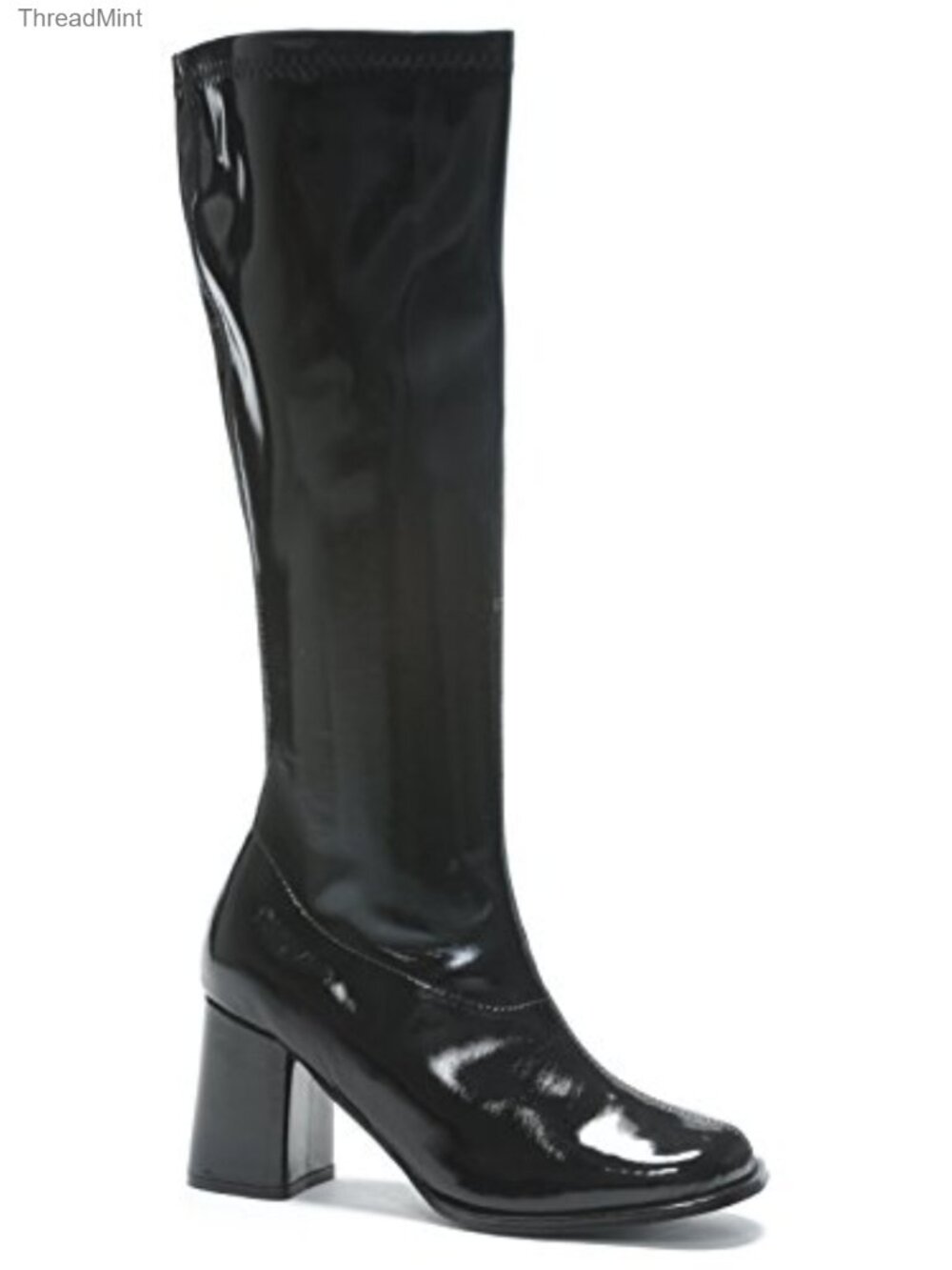 Women's Glossy Knee High Go-Go Boots Chunky Heel PU